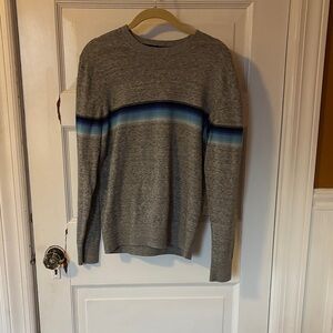 Gap Men's Gray Crewneck Sweater with Blue Stripe